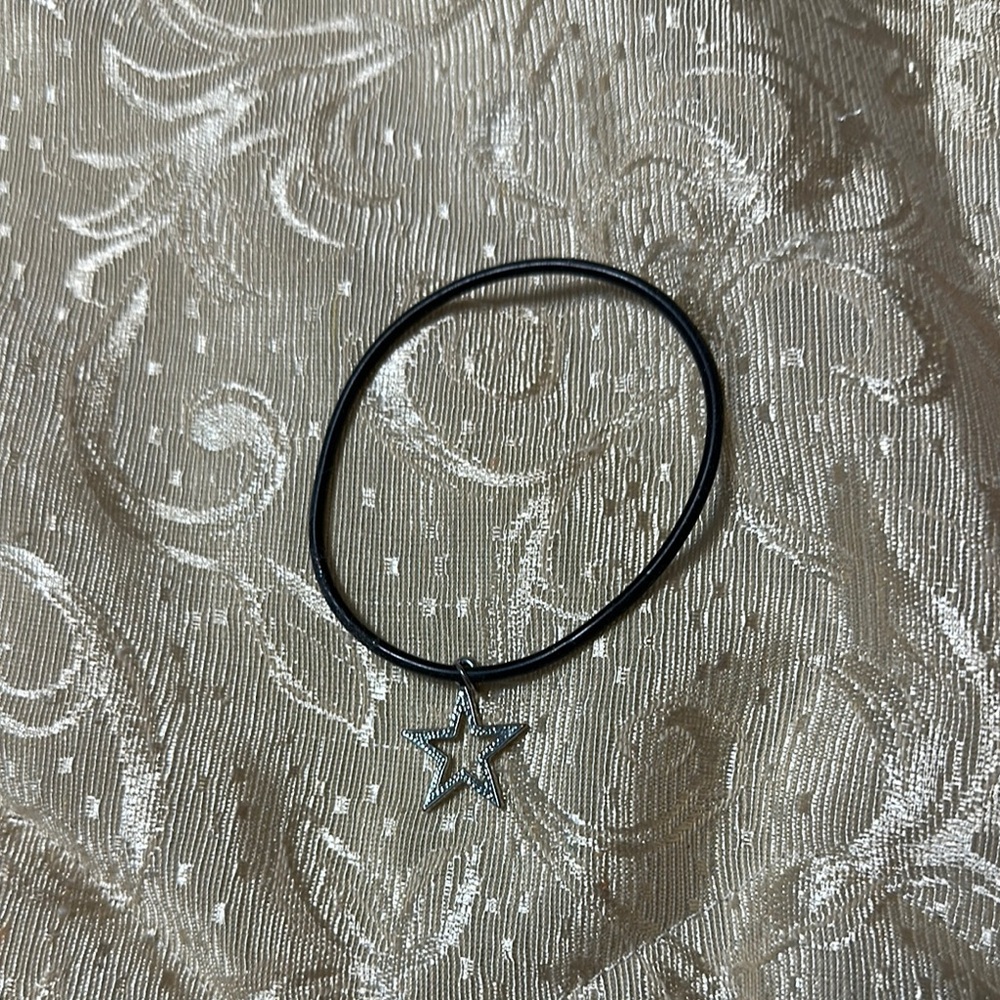 Cute Silver Star Charm Rubber Bracelet